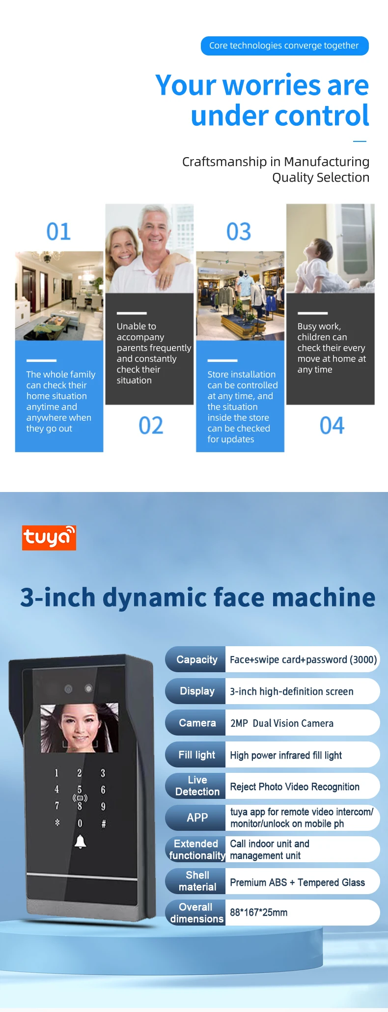 T-810S+30S Facial Recognition Intercom System - 3-Inch HD Screen