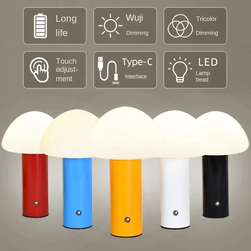 product mushroom shape rechargeable table lamp creative touch bluetooth connectivity clear bar nightlight for bedside  camping-40