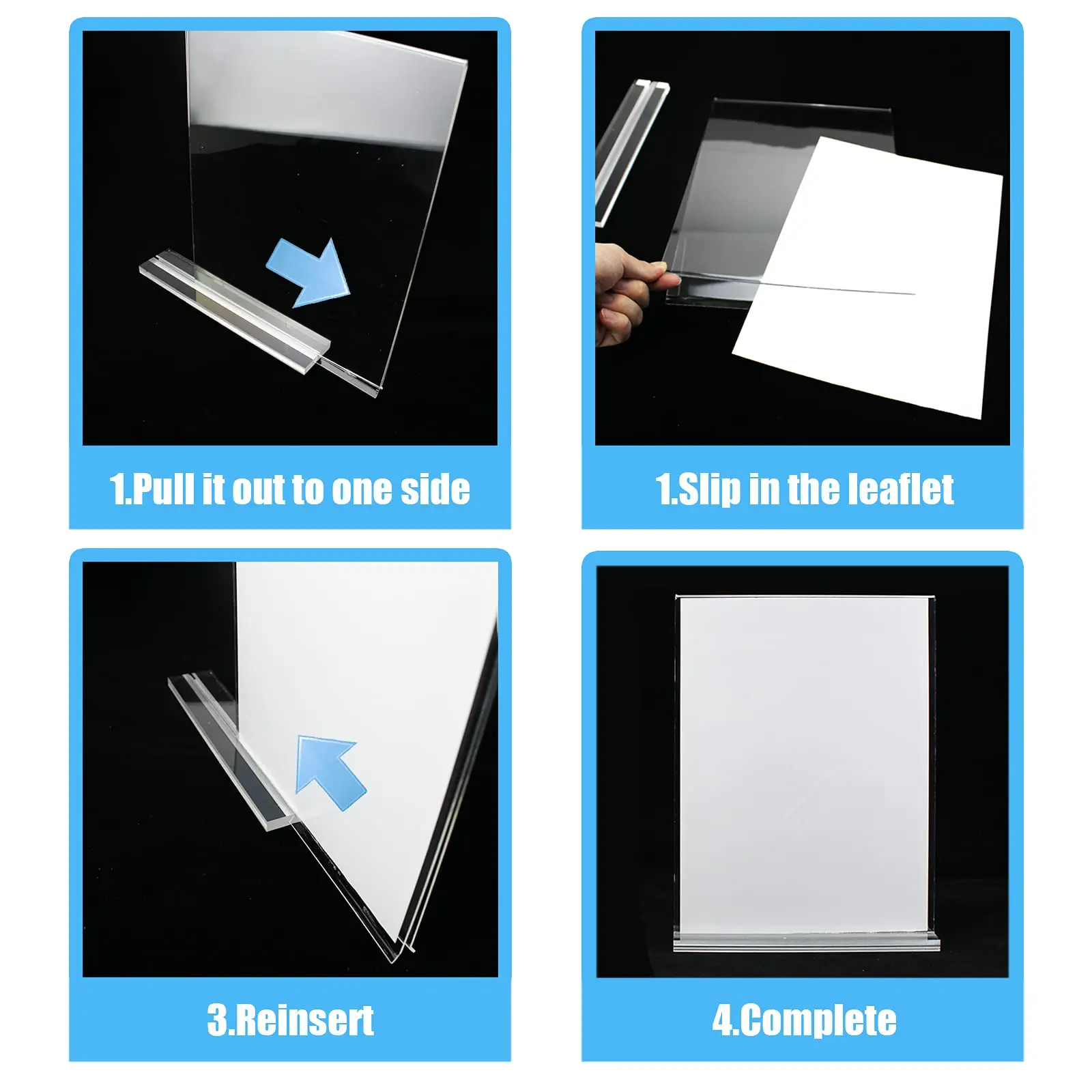 Wholesale Custom Clear Advertising Billboard Table Sign Menu Price Tag Name Label Counter Table Acrylic Display Stand Holder