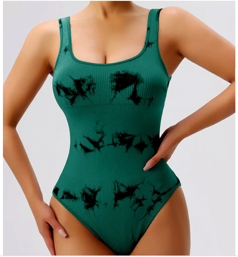 Tie-Dye Seamless Yoga Jumpsuits Quick-Drying Tight-Fitting Training Bodysuits Sports Bod detail