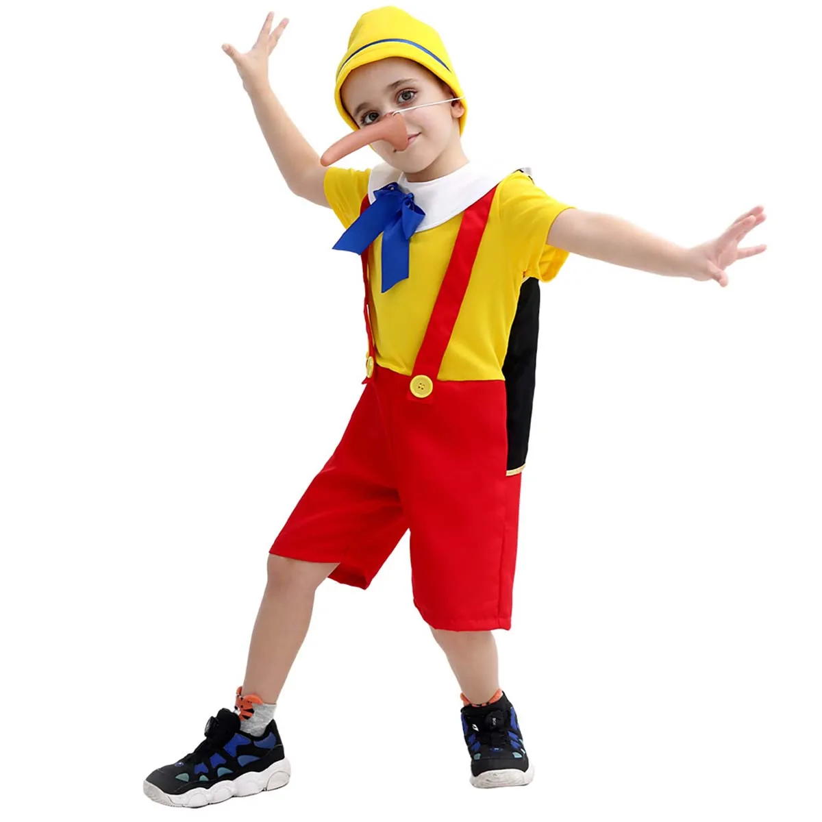 Halloween Kids Fairytale Long Nose Puppet Cosplay Pinocchio Costume DISN-026