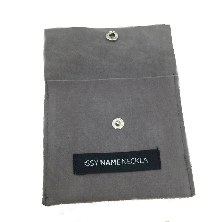 Custom Jewelry Pouch Jewelry Bags Gift Package Flip Cover with Logo Velvet Protection Hot Stamping Recyclable Jelly Accept AZO