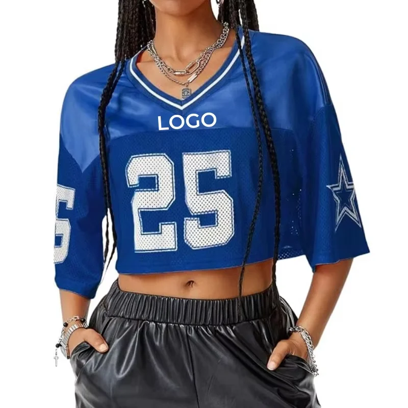 Custom Women's Crop Cheap Mesh Jersey Vintage Football Boxy Jersey High  Quality Polyester Screen Printing Streetwear Jerseys