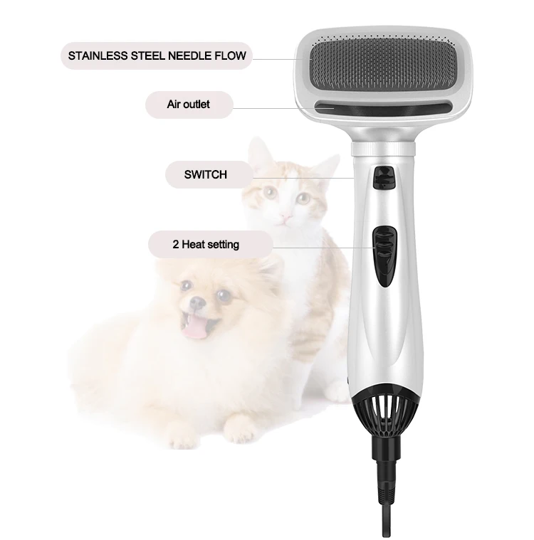 New Design Pet Brush Dryer 2 In 1 Dog &cat Grooming Brush Pet Hair