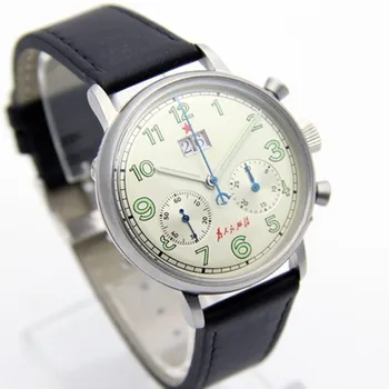 Vintage Red Star Men Military Pilot Chronograph Watch ST1931 Movement Luminous Hands 1963 Men's Mechanical Watches