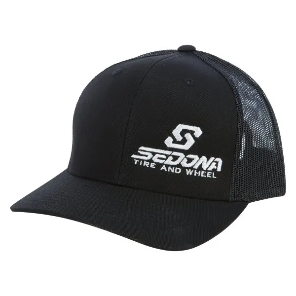 custom embroidery logo 6 panel black cotton trucker cap