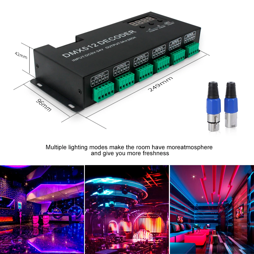 Décodeur DMX512 LED 24 Canaux RGBW - Contrôle Bandes LED Pour éclairage Scène, Bar, Club