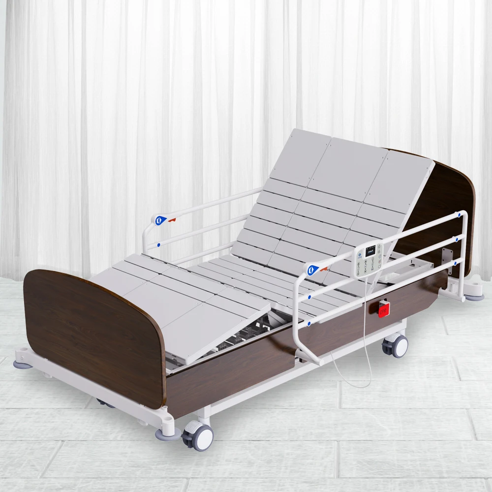 Anti-Decubitus electric Hospital Bed with 3 Crank ISO Certified for Nursing Patients Made of ABS Metal Wood details