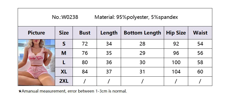 2023 Kvinder Nattøj Sexet Kort Sæt Sommer Pamas Piger Loungewear Pama Sæt Bogstavtrykt Vest + Shorts Nattøj Sæt_voghion.com