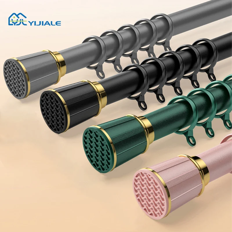 New Design Spring Tension Curtain Pole Factories Curtain Bars Hotel Room Black urtain rods for windows