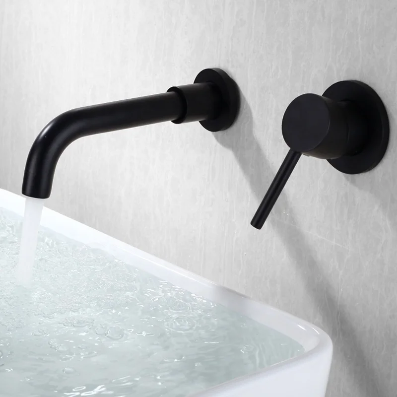 Wall Mounted Brass Basin Faucet Single Handle Mixer Tap Hot Cold Bathroom Water Tap
