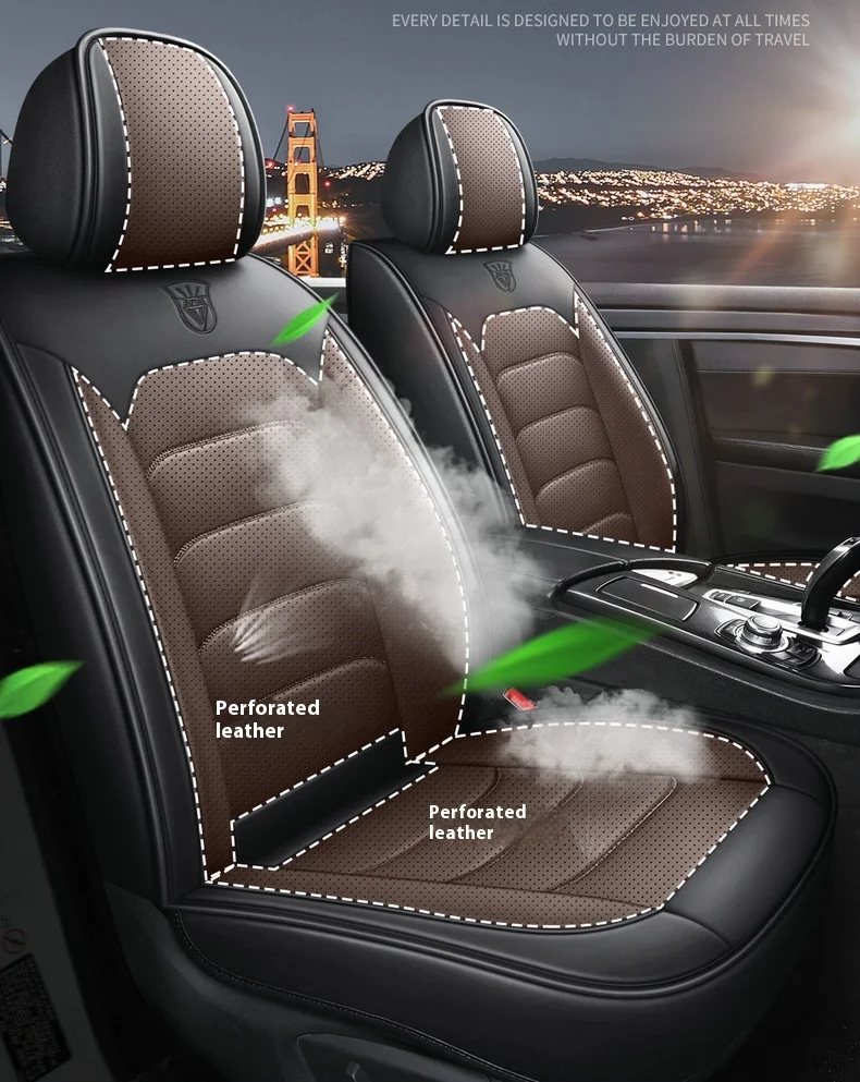 Napapi Fully Surrounded Leather Car Seat Cover Easy-Care Front Cushion for General Motors Four Seasons Modern Durable City Polo 7