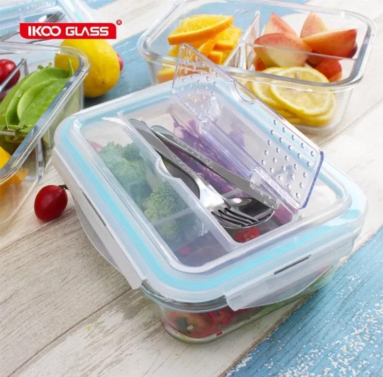 glass lunch box 3 compartment/lunch box