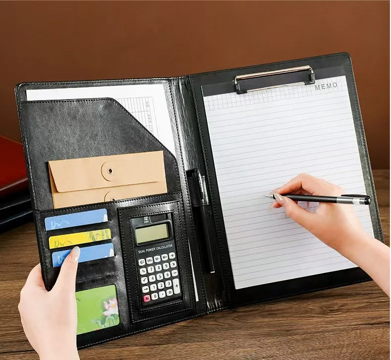 Multi-functional A4 Leather Business Office Document Pouch Contract Note Folder Customized preview 4