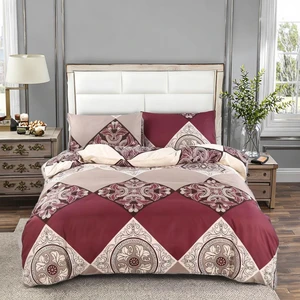 European Style UK EU Size Printed Polyester Microfiber Duvet Cover Set Durable Home Decor Fitted Sheet for Bedding Home