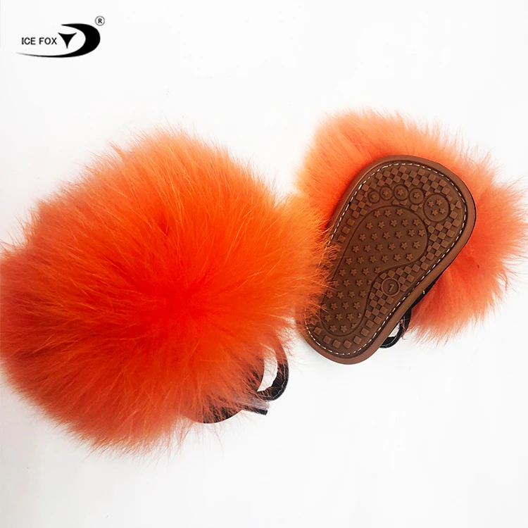 Новинка, дизайнерские Роскошные Детские слайды из натурального Лисьего меха разных цветов для девочек