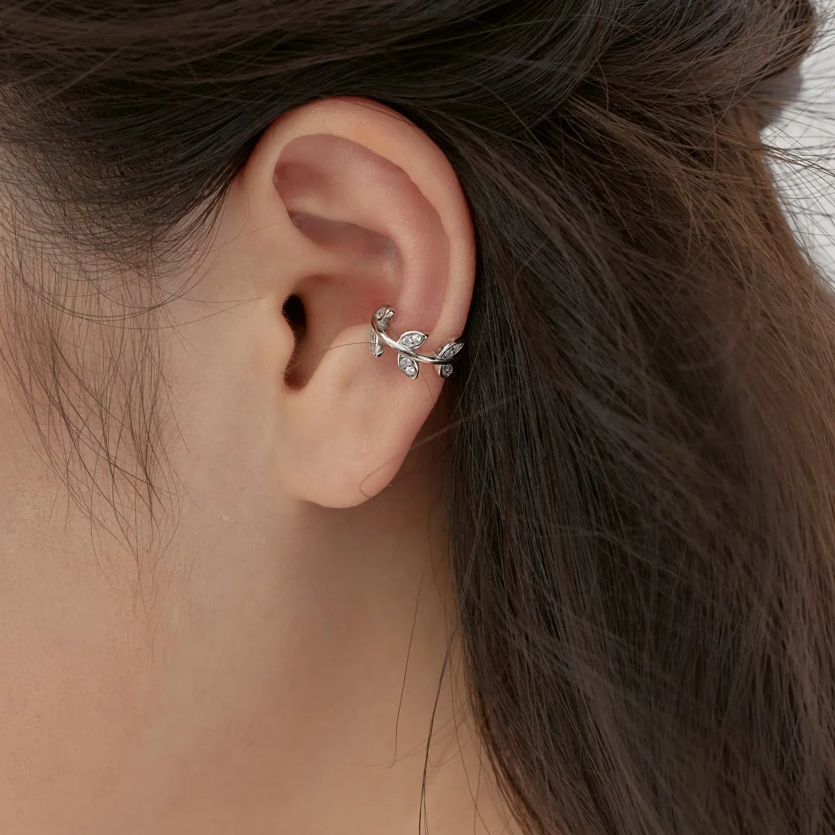 KAKODIY 925 Sterling Silver Fine Jewelry Cute Leaf-shaped Earrings Small Cubic Zirconia 18K Gold Plated Clip Earrings Women detail 5