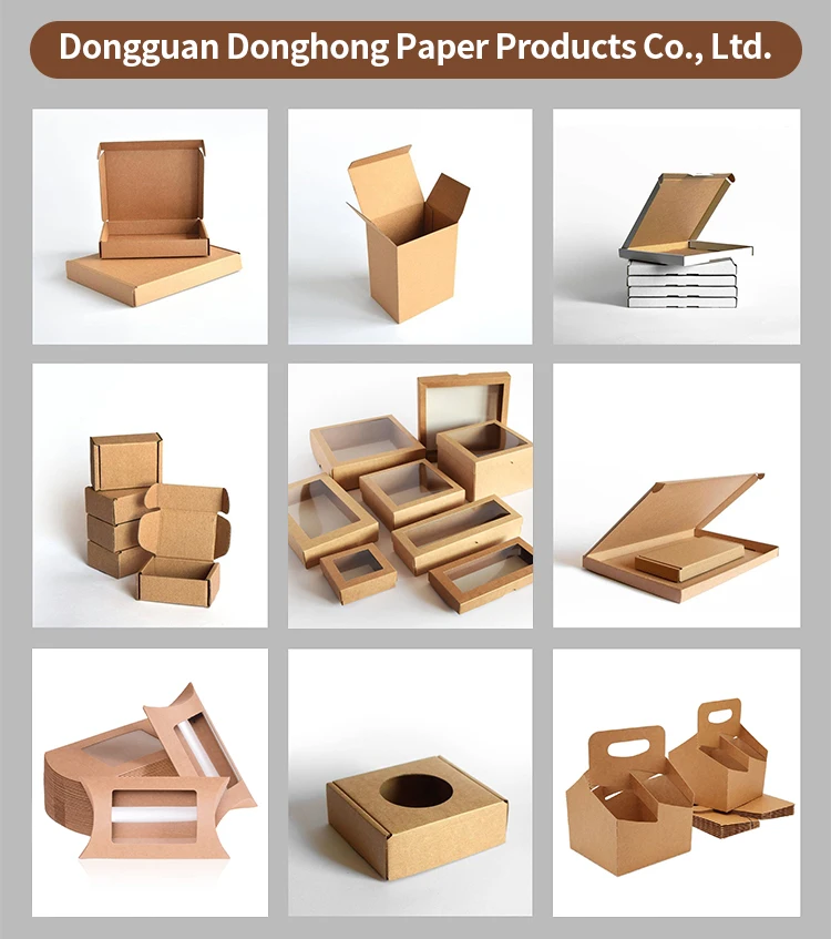 Eco Friendly Recyclable Cajas De Carton Con Ventana De Papel Kraft Brown Kraft Mailer Postal