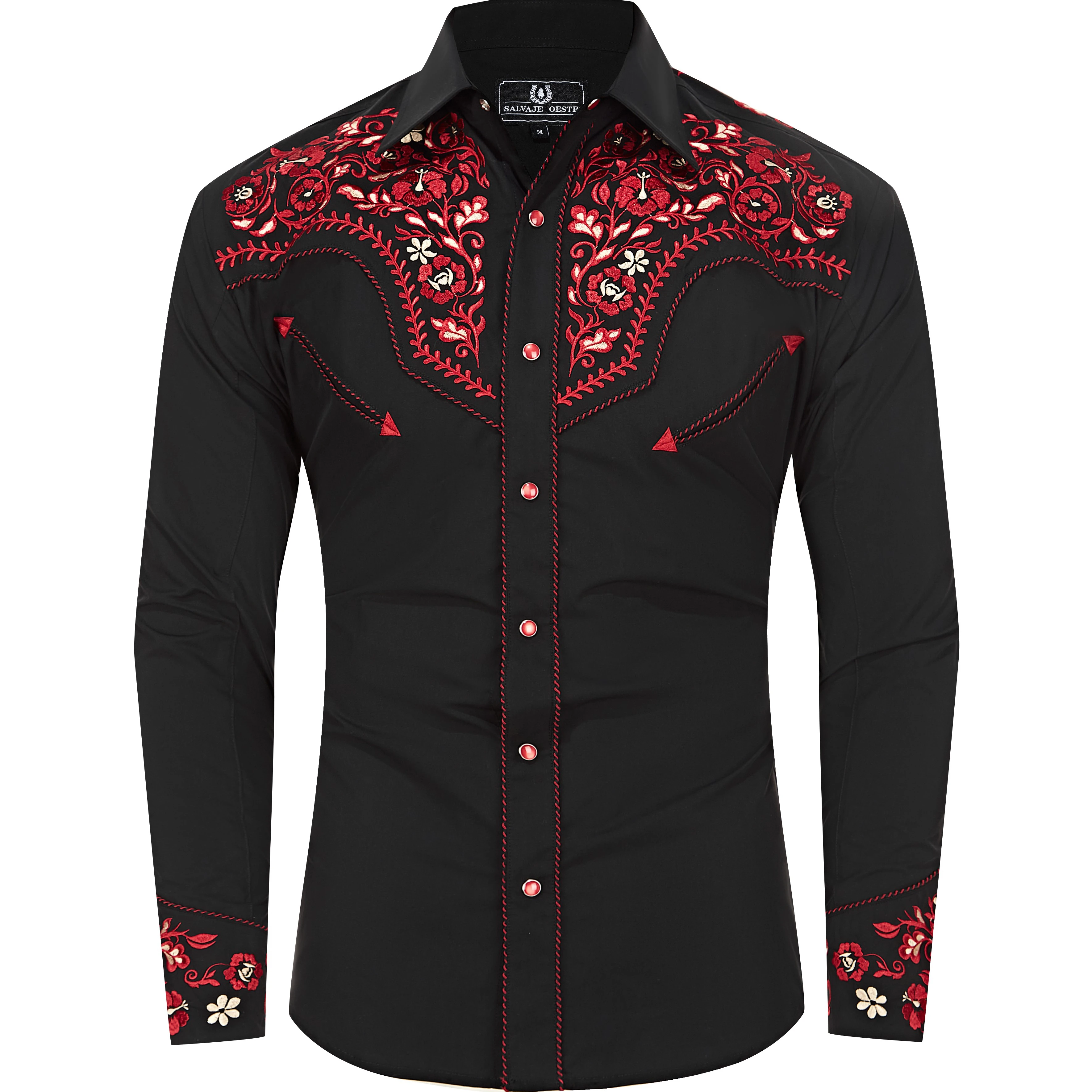 Button Down Embroidery Long Shirts Snap Button Western Shirt Cowboy ...