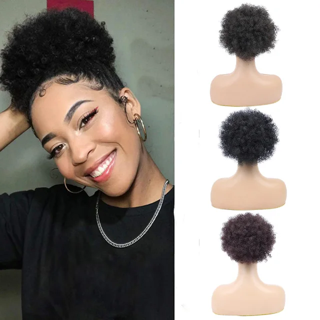afro kinky ponytail hair bun for black women brazilian afro