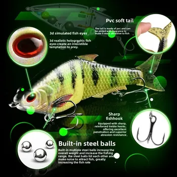 CHEERY Lure Artificial Hard Bait Hard Tail Two Vib Simulation S-Shaped Swimming Bionic Lure Fishing Gear With Hooks – Hard Lure – view 4