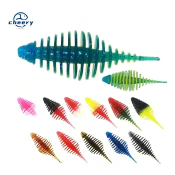 CHEERY 10pcs/bag 50mm 1.6g Double Color PVC Soft Worm Bait Artificial Plastic Fishing Lure for Lake Bass Catfish Bream Target – Soft Lure – view 2