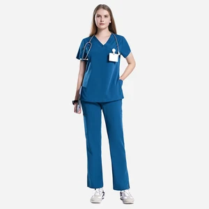 High-End OEM Anti-Microbial Four Way Stretch Slim Fit Women Design Salon Dentist Medical Scrubs Uniforms