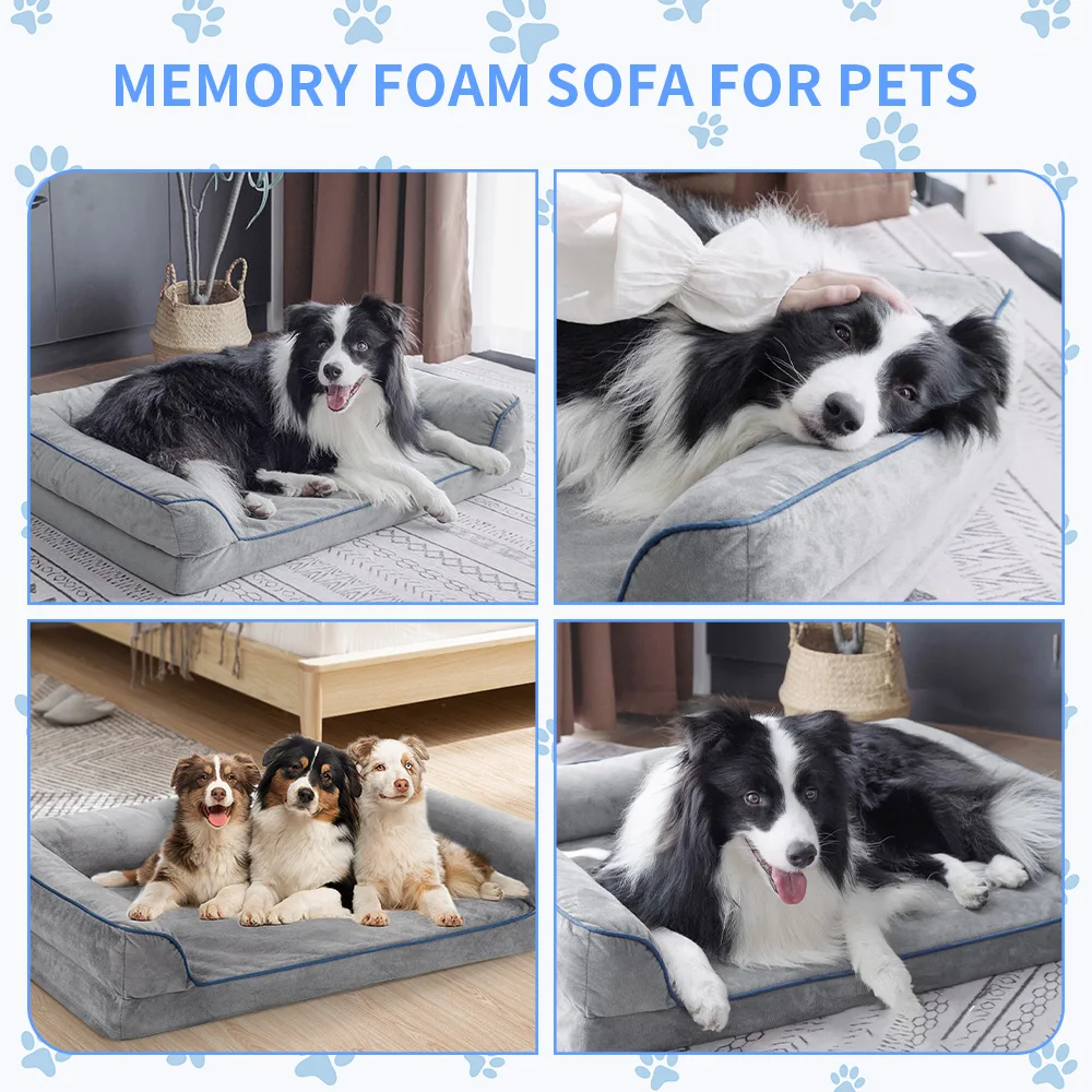 Wholesale soft faux fur xl xxl heavy duty extra large orthopedic egg crate memory foam pet dog sofa bed with sides factory