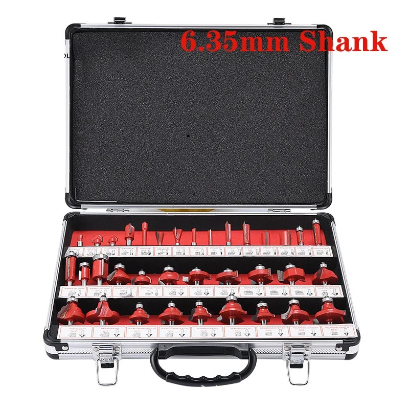 1 / 4 Handle 35 Piece Router Bit Head Set Trimming Machine Woodworking