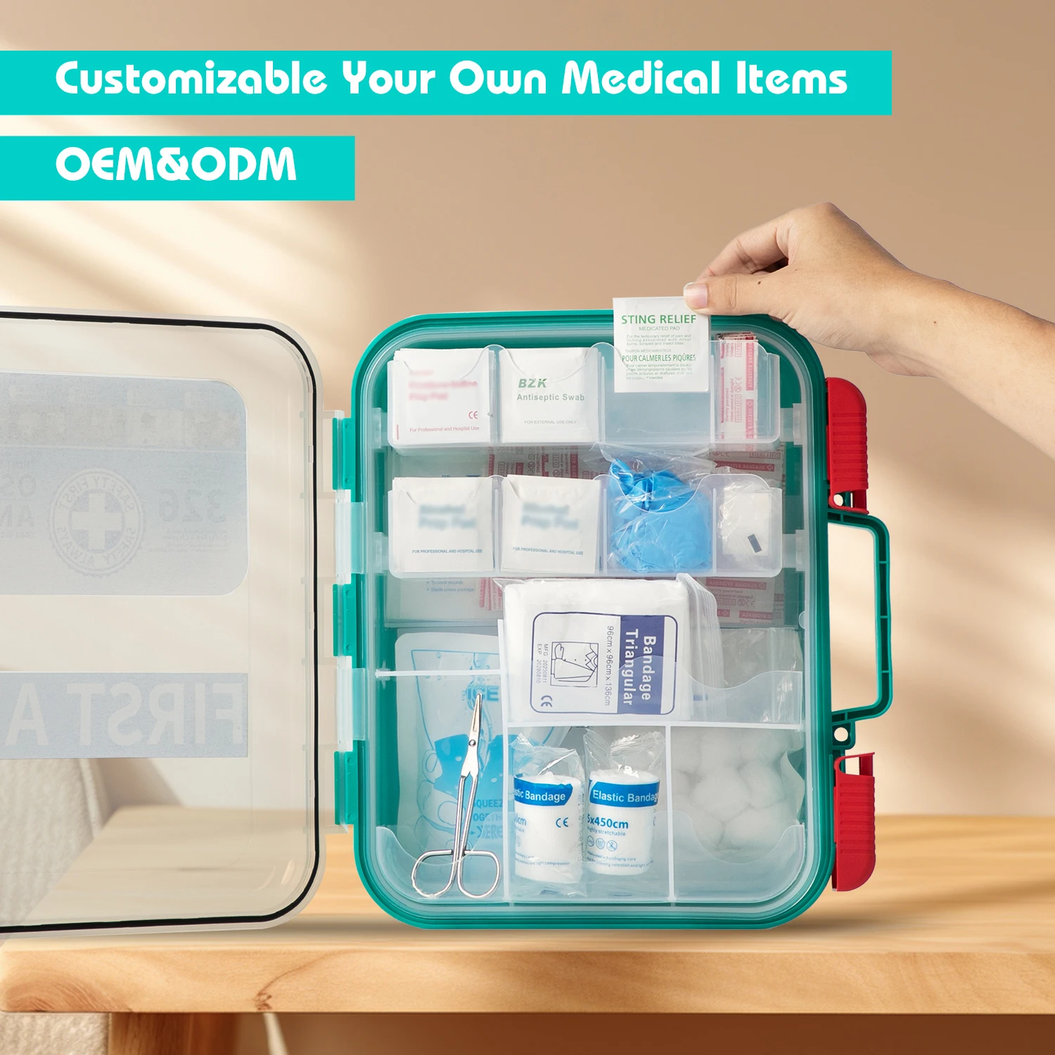 Factory Directly Plastic Large First Aid Kit With Two Handle Car Travel