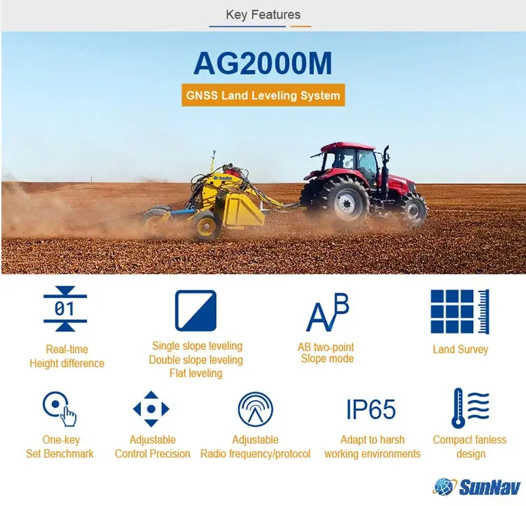 SunNav GPS Field Level II System AG2000 Slope Leveling for Agriculture Tractors Land Grader Android System