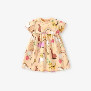 Best Quality Carton Summer 100% Cotton Casual Dresses Breathable Free Fabric Kid Dresses for Outing Climbing