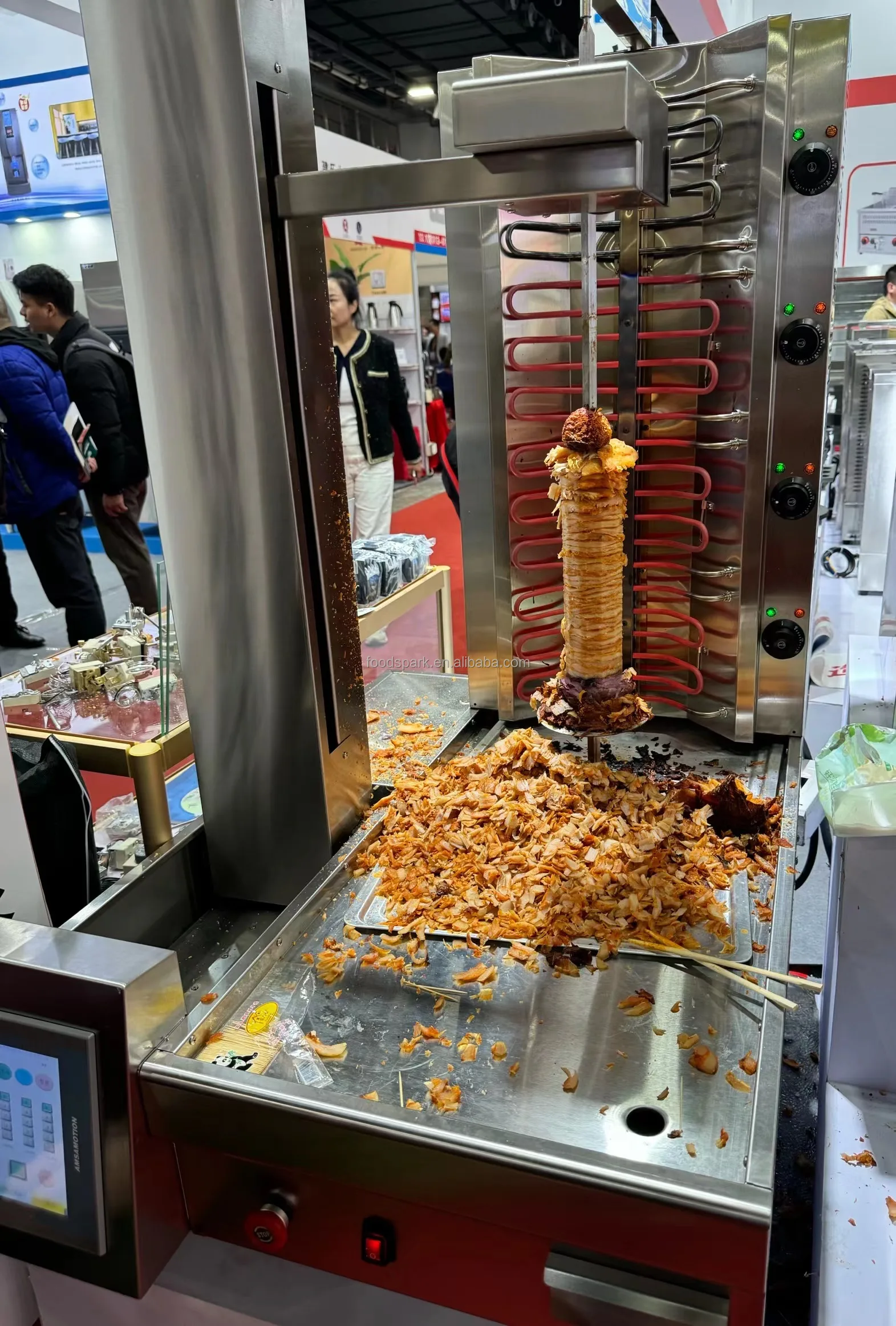 Fully Automatic 70kg Gas Doner Robot Automatic Cutting Shawarma Kebab Machine