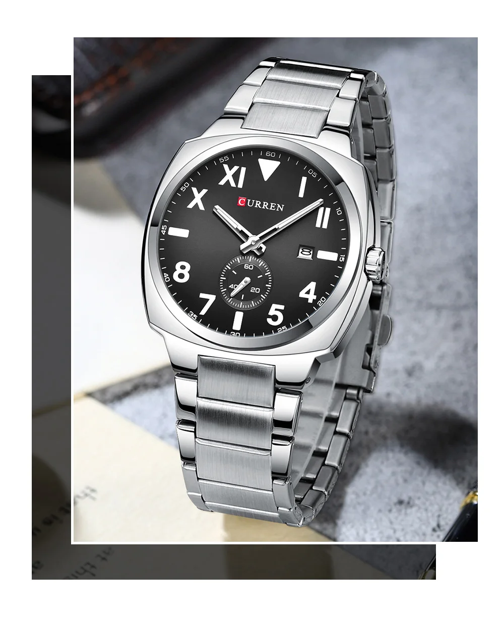 CURREN 8472 Watch for Man Luxury Man Wristwatch 3ATM Waterproof Quartz Watches Luminous Hands with Date Relogio Masculino