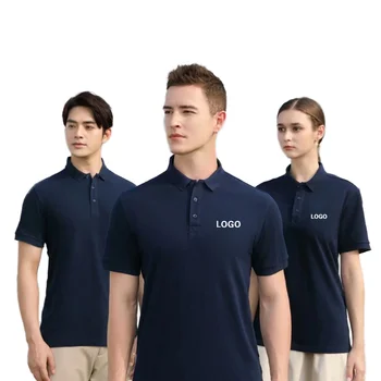 Customised Men's Short-Sved Cotton Lapel Workwear T-Shirt Custom Printed Logo Embroidery Polo for Adults