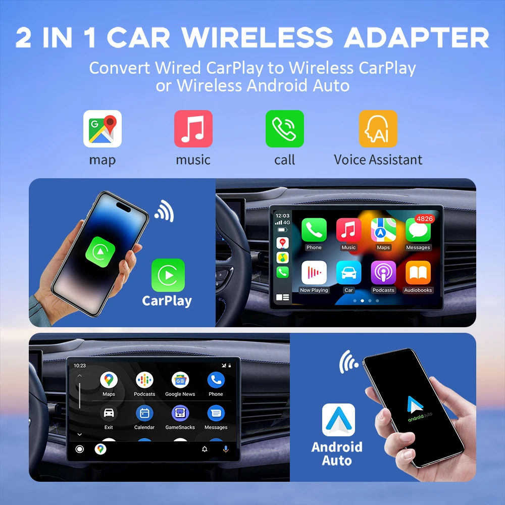HDMI出力]Herilary C8 CarPlay AI Boxワイヤレス