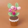 Snow five-Pink blueberry pot (brown pot+Crocheted lawn)