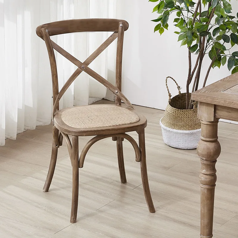 Vintage Wooden Cross Back Dining Chairs Banquet Chairs Wedding Chair