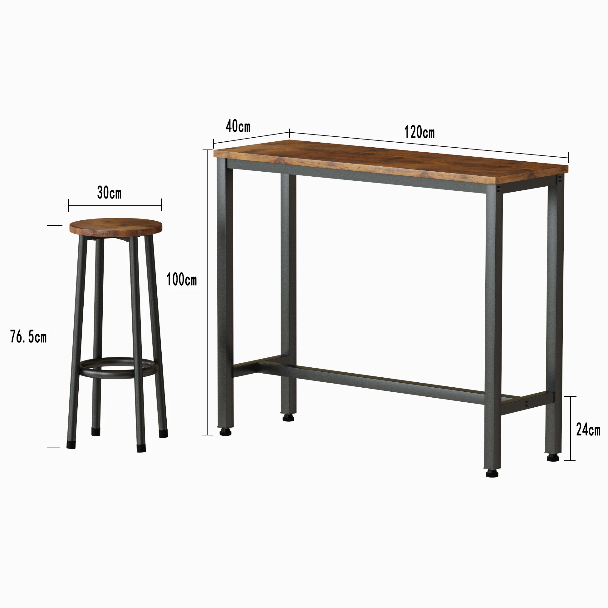 2023 Vintage Chocolate Color Rectangular All Wooden Tall Table Set 1