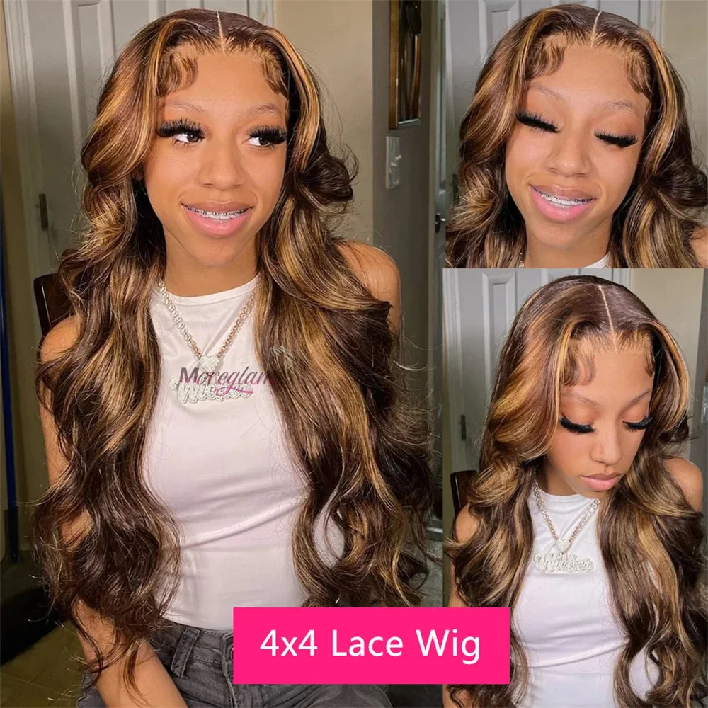 Blonde Highlight Lace Frontal Wigs for Black Women 180% Density Body Wave Malaysian Remy Human Hair_voghion.com