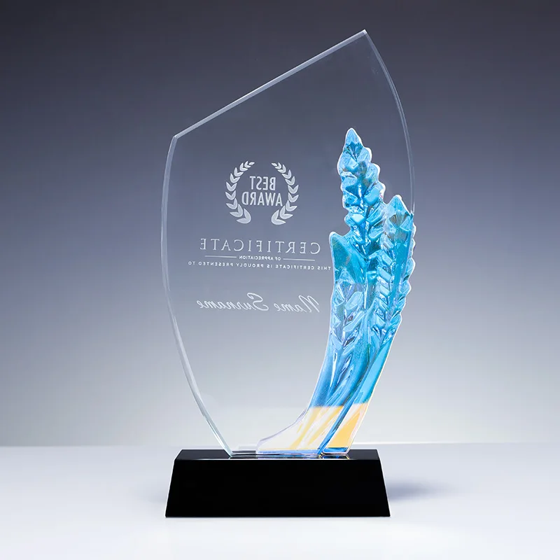 Custom Cheap Glass Colorful Crystal Awards Plaques For Anniversary Souvenirs Gifts supplier