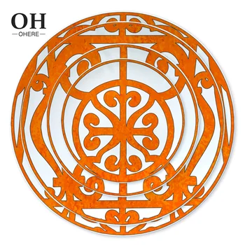 Vintage Orange 12inch Bone China Charger Plate Dinner Set Ceramic Dishes Wedding Decorative Hand-painted Restaurant Tableware