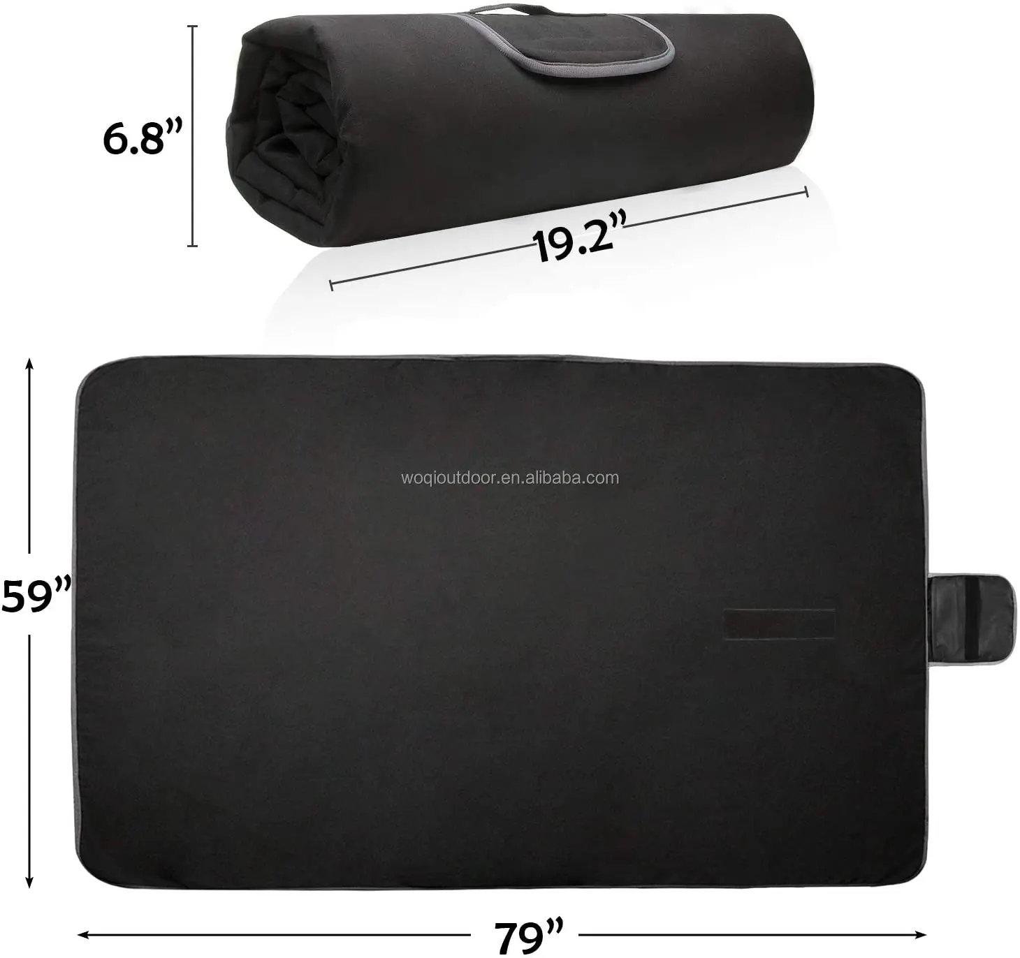 Wq Washable Waterproof Picnic Blanket Portable Leather Strap Beach