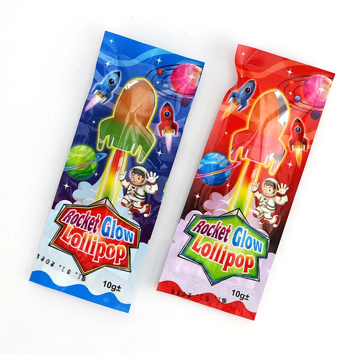 Supply Halal coloful lollipop rocket shape fruity flavor neon glowing ...