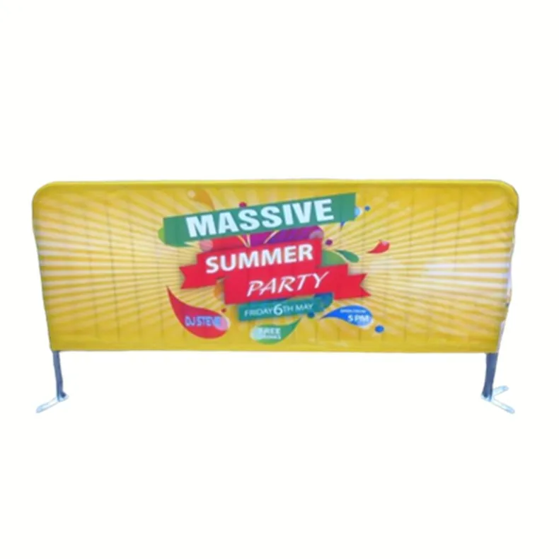 Printed Custom logo Crowd Control Mesh Pvc Vinyl Barricade Barrier Jacket Cover