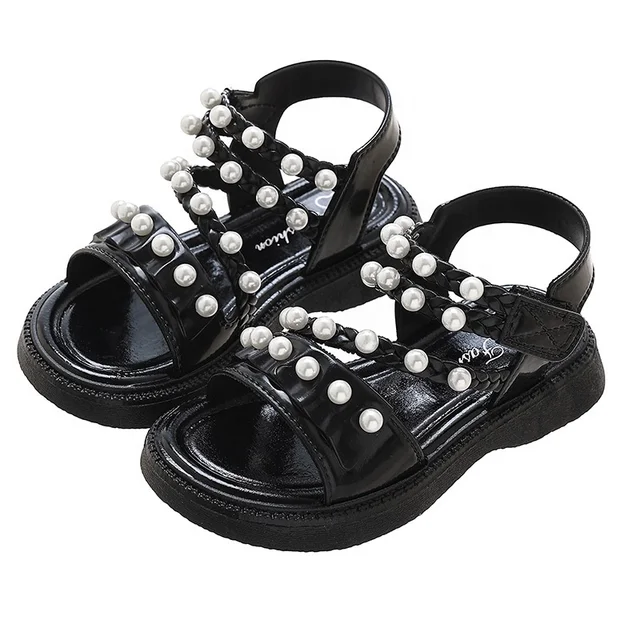 Summer fashion pearl girls sandals soft bottom beautiful baby children girls' shoes