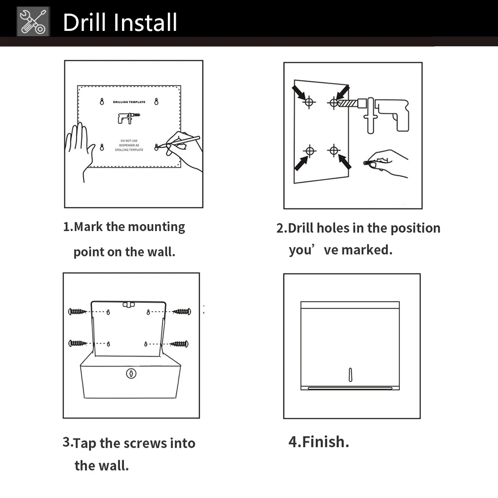 Fold Wall Mount Stainless Steel Matte Black Bathroom Hardware Paper