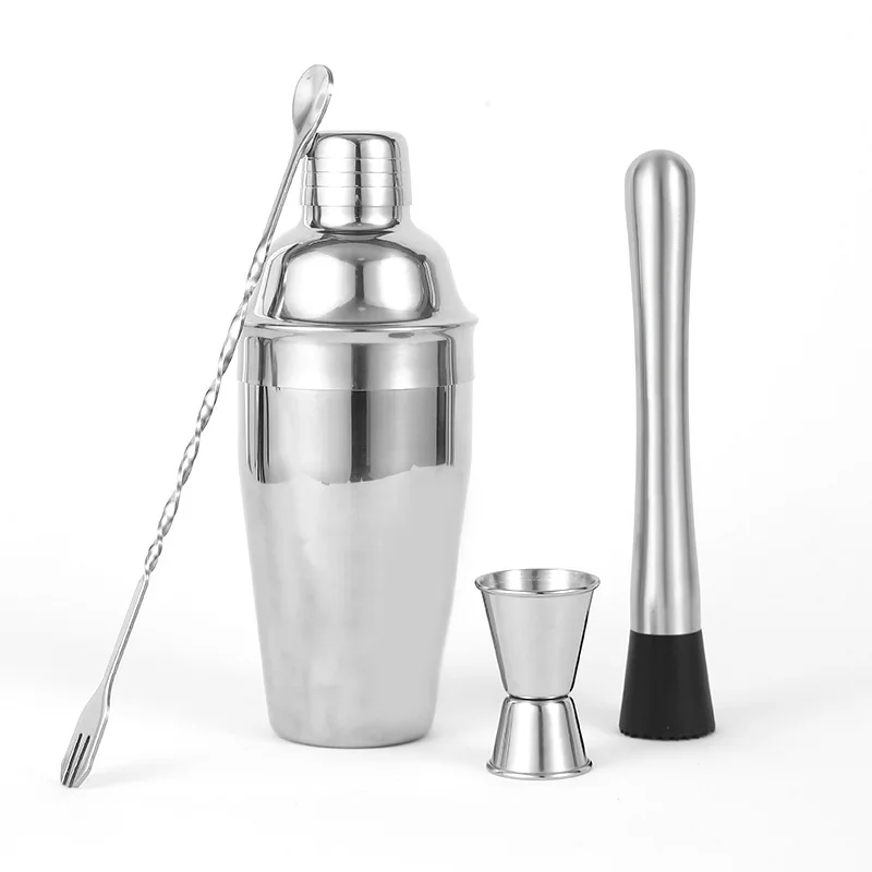 Wholesale 4 Piece Custom Size Stainless Steel Bartender Kit Cocktail Shaker Bar Tools Set