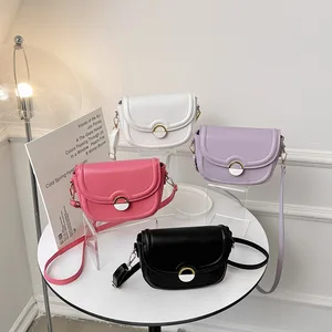 Small Half Round Leather Crossbody Bags for Women Hot Sale Underarm Women'S Bags Shoulder Bag Pure Color Bolsas Para Mujer