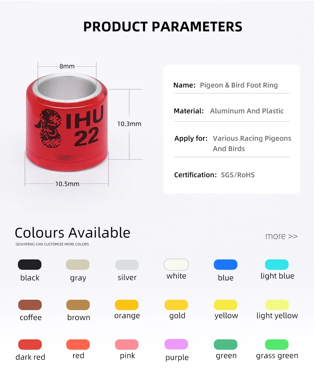 Wf Geshifeng Bird 2024 Pigeon Rings Pigeon Foot Ring Pigeons Leg Rings ...